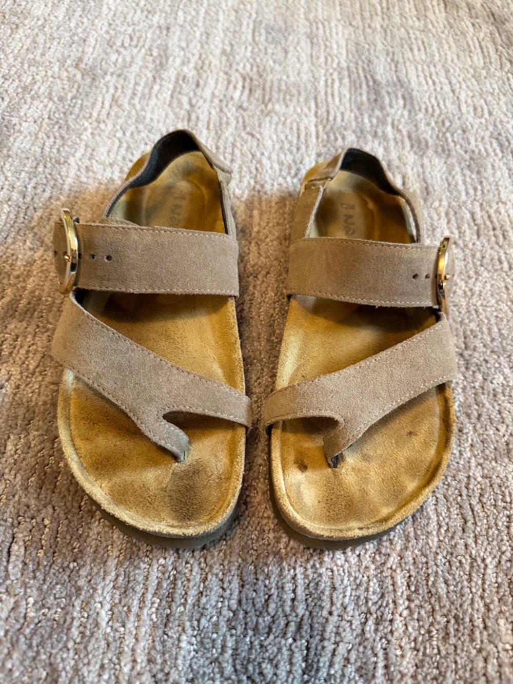 Naot Baltimore Taupe Suede Buckle Sandals